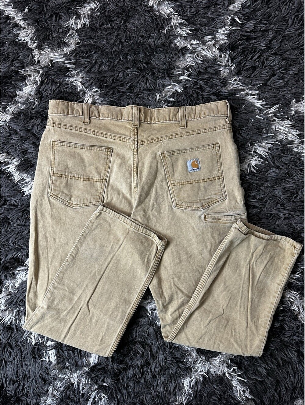 Carhartt Canvas Work Pants Carpenter Dungaree Relaxed Fit Tan Mens 38x30